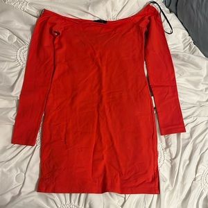 Forever 21 red long sleeve off the shoulder dress